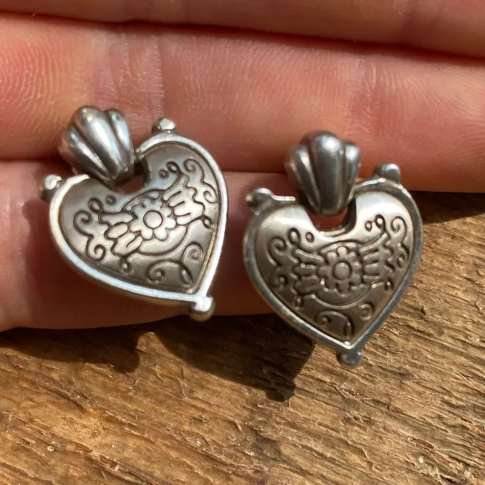Brighton retired etched heart swivel post‎ earring